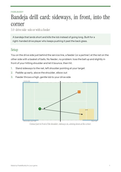 First page of a bandeja drill card
